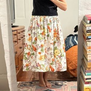 Smocked-Waist Floral Skirt